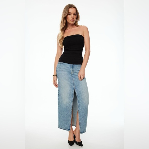Dynamite Denim Maxi Skirt in Medium Light Indigo/Blue Monday - Picture 1 of 9